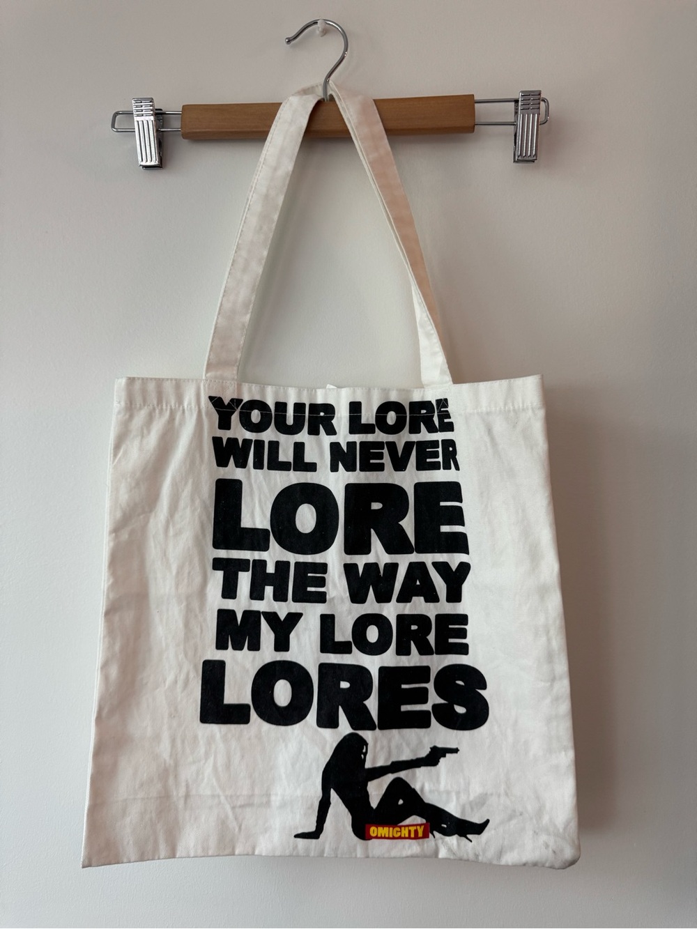 Y2K Aesthetic O-Mighty "Your Lore" Graphic Canvas Tote Bag White